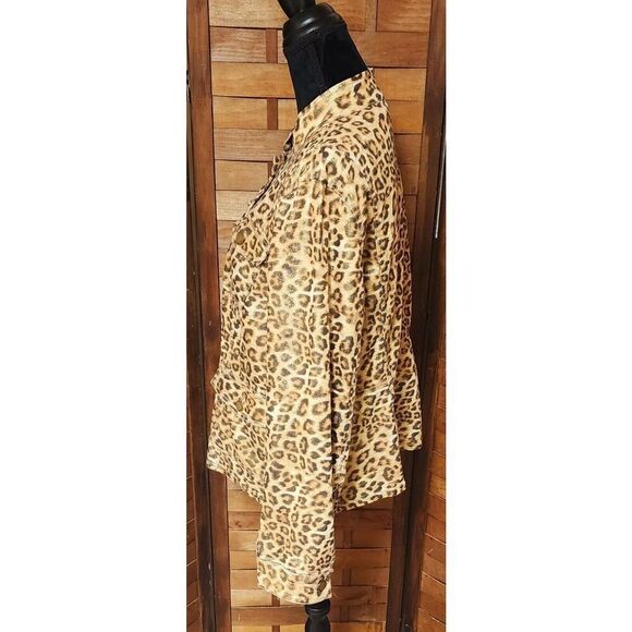 Chicos Leopard Print Jacket Size 2 (Large 12) Jacket Metallic Gold Buttons NEW - Picture 6 of 8